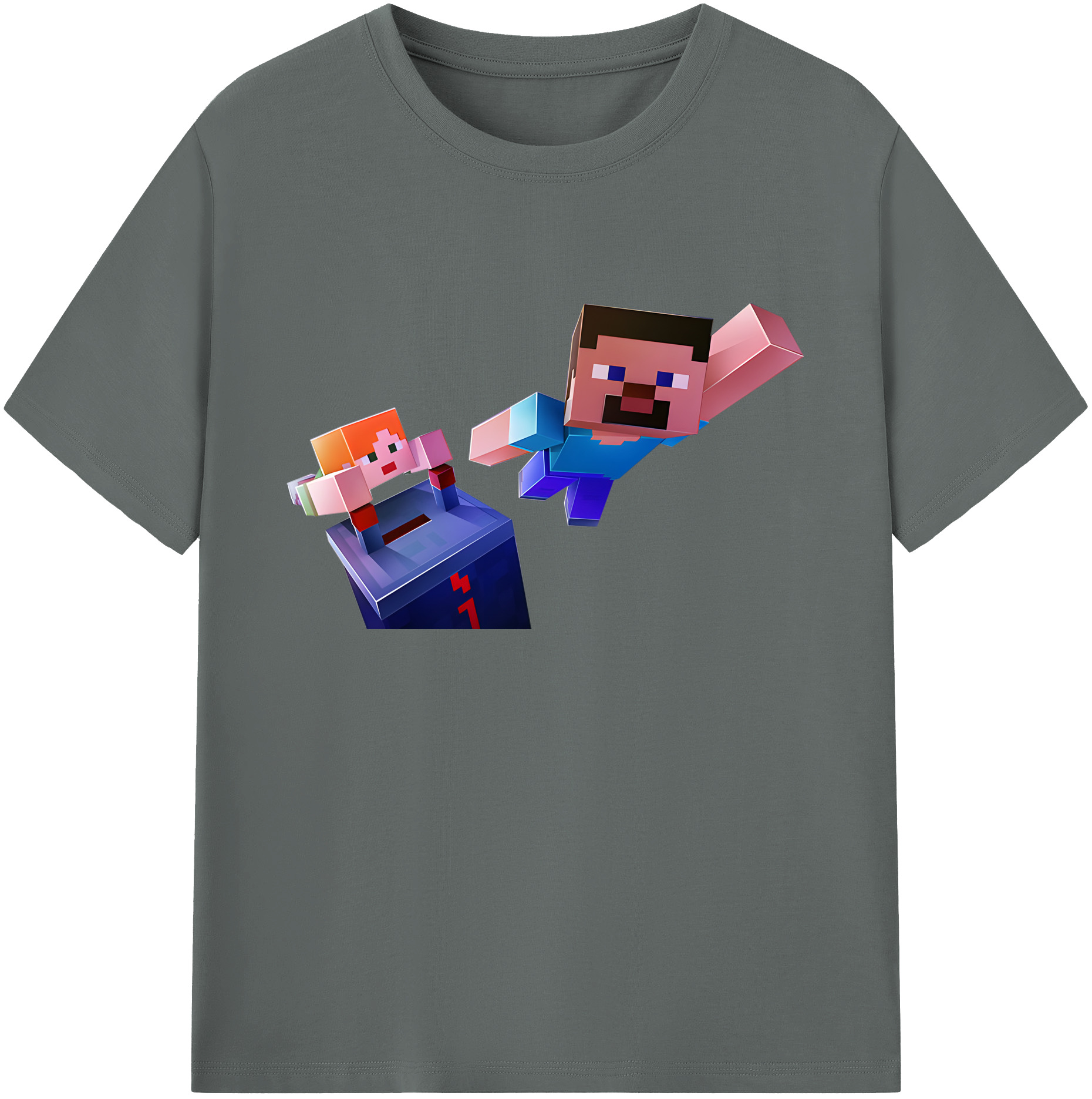 （画像用） マインクラフト ブロックの世界 Minecraft MC Block world 綿100％ メンズ半袖Tシャツ｜肌触りやわらか＆通気性